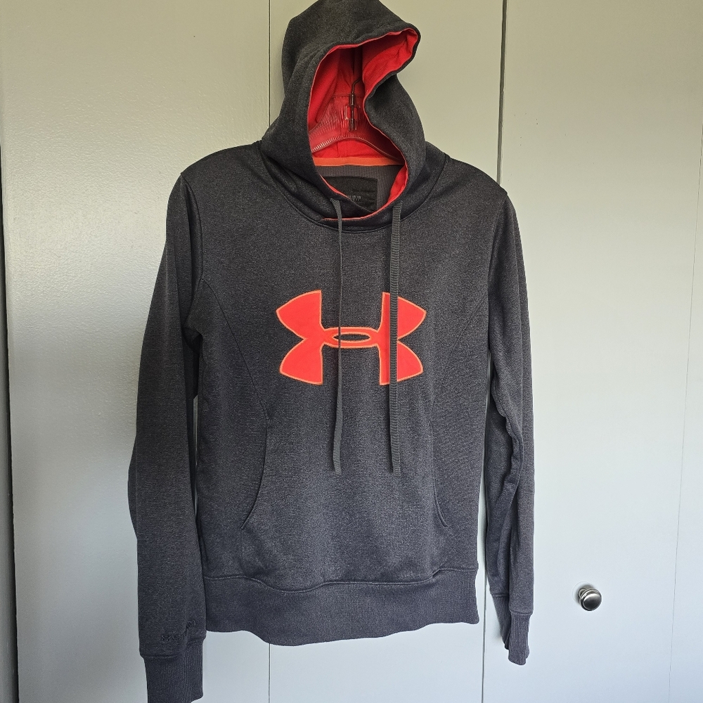 Under Armour Semi-Fitted Neon Pink Logo Gold Gear Storm Sweatshirt Small